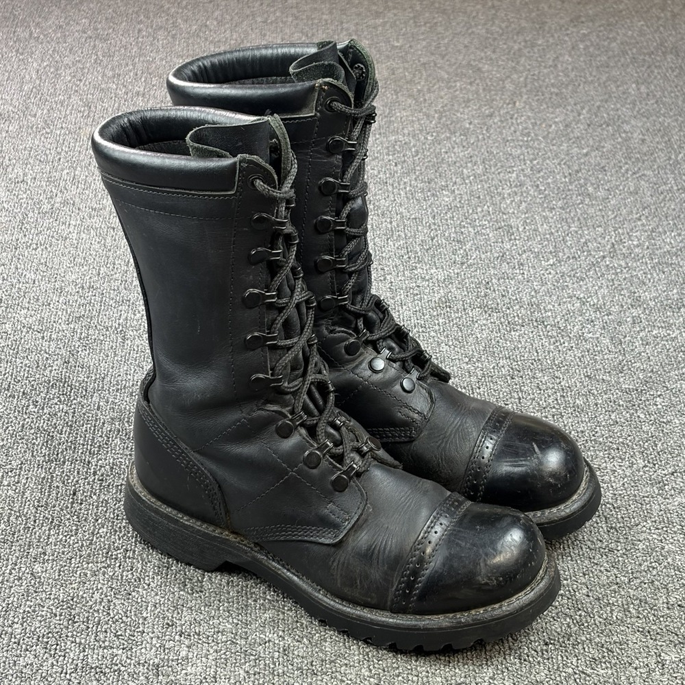 Vintage Corcoran 1520 Black Leather Jump Boots USA Vibram Military Combat 8.5 M